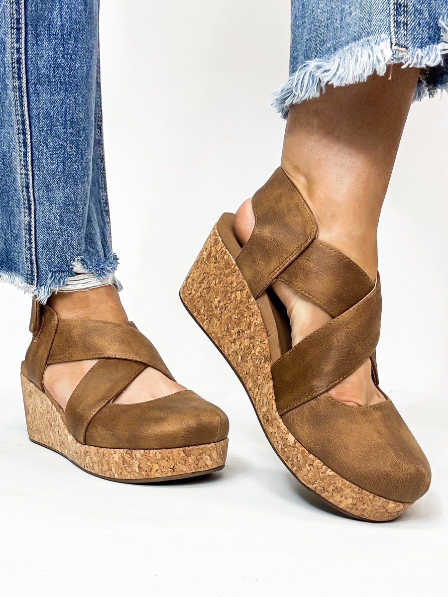Corky's Tan Case Closed Shoes - Macoma Boutique302 Wedges & Heels