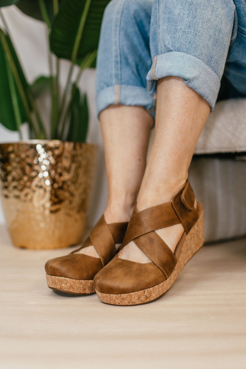 Corky's Tan Case Closed Shoes - Macoma Boutique302 Wedges & Heels