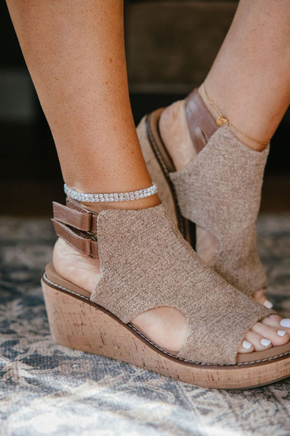 Corky's Tan Falling Hard Wedges - Macoma Boutique303 Mules & Boots