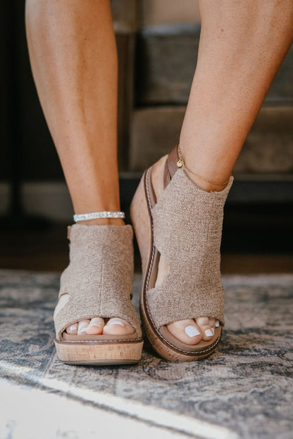Corky's Tan Falling Hard Wedges - Macoma Boutique303 Mules & Boots
