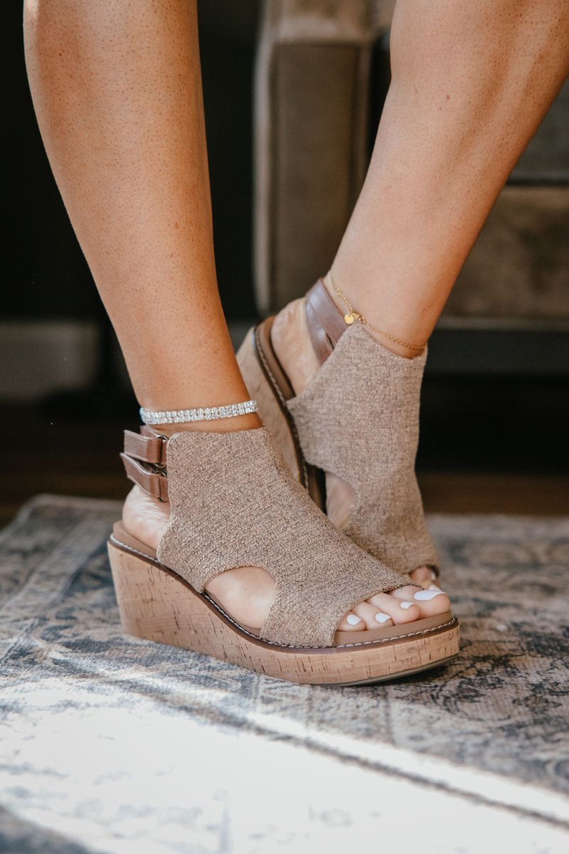 Corky's Tan Falling Hard Wedges - Macoma Boutique303 Mules & Boots