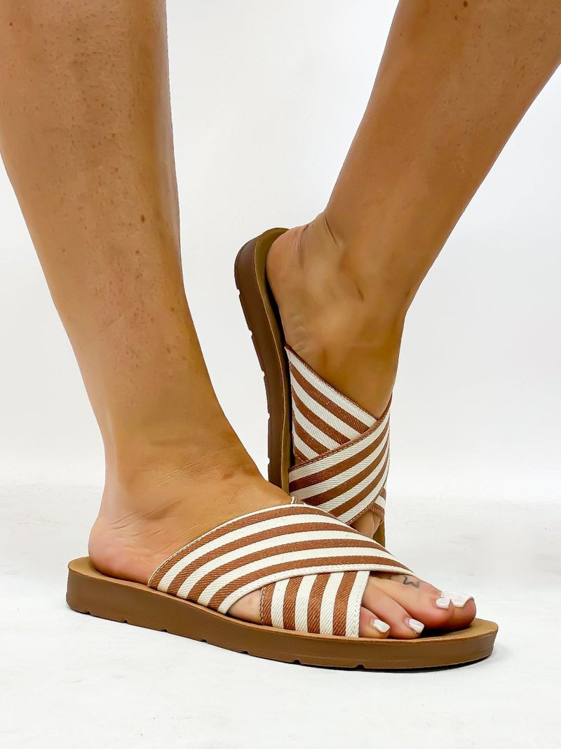 Corky's Tan Natural Stripe Dig It Sandals - FINAL SALE