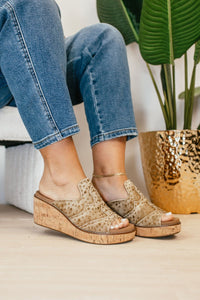 Corky's Tan Washed Denim Rhinestone Neon Moon Sandals