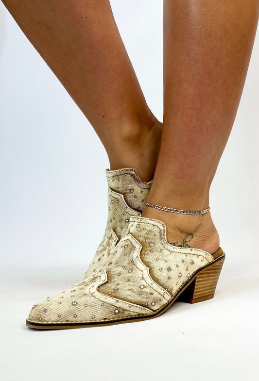 Corkys Tan Washed Denim Tex Mex Boots - Macoma Boutique303 Mules & Boots
