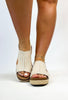 Corkys Tan White Stripe Ready Or Not Sandals - FINAL SALE - Macoma Boutique302 Wedges & Heels