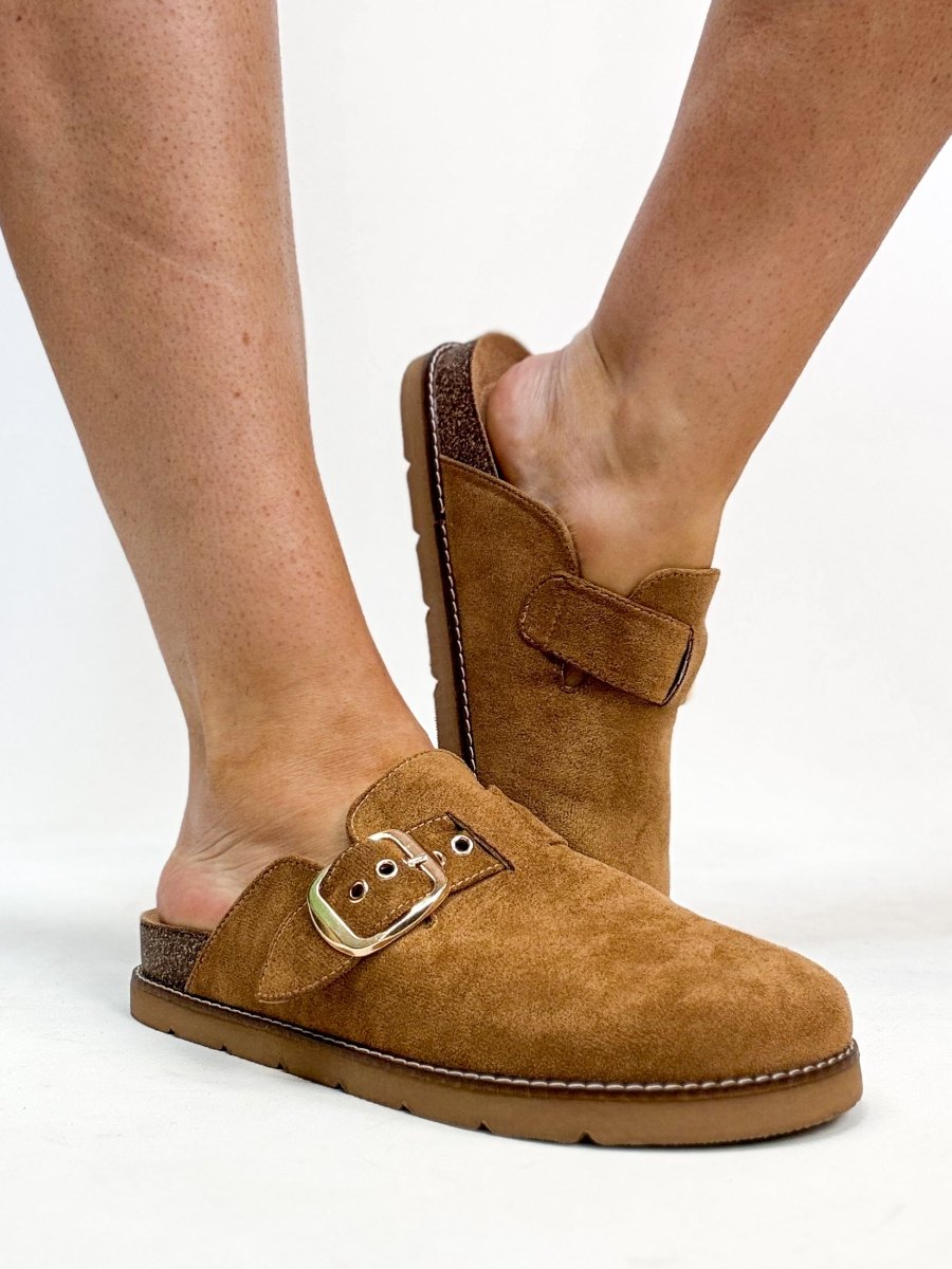 Corky's Tobacco Faux Suede Day Dream Shoes - Macoma Boutique303 Mules & Boots