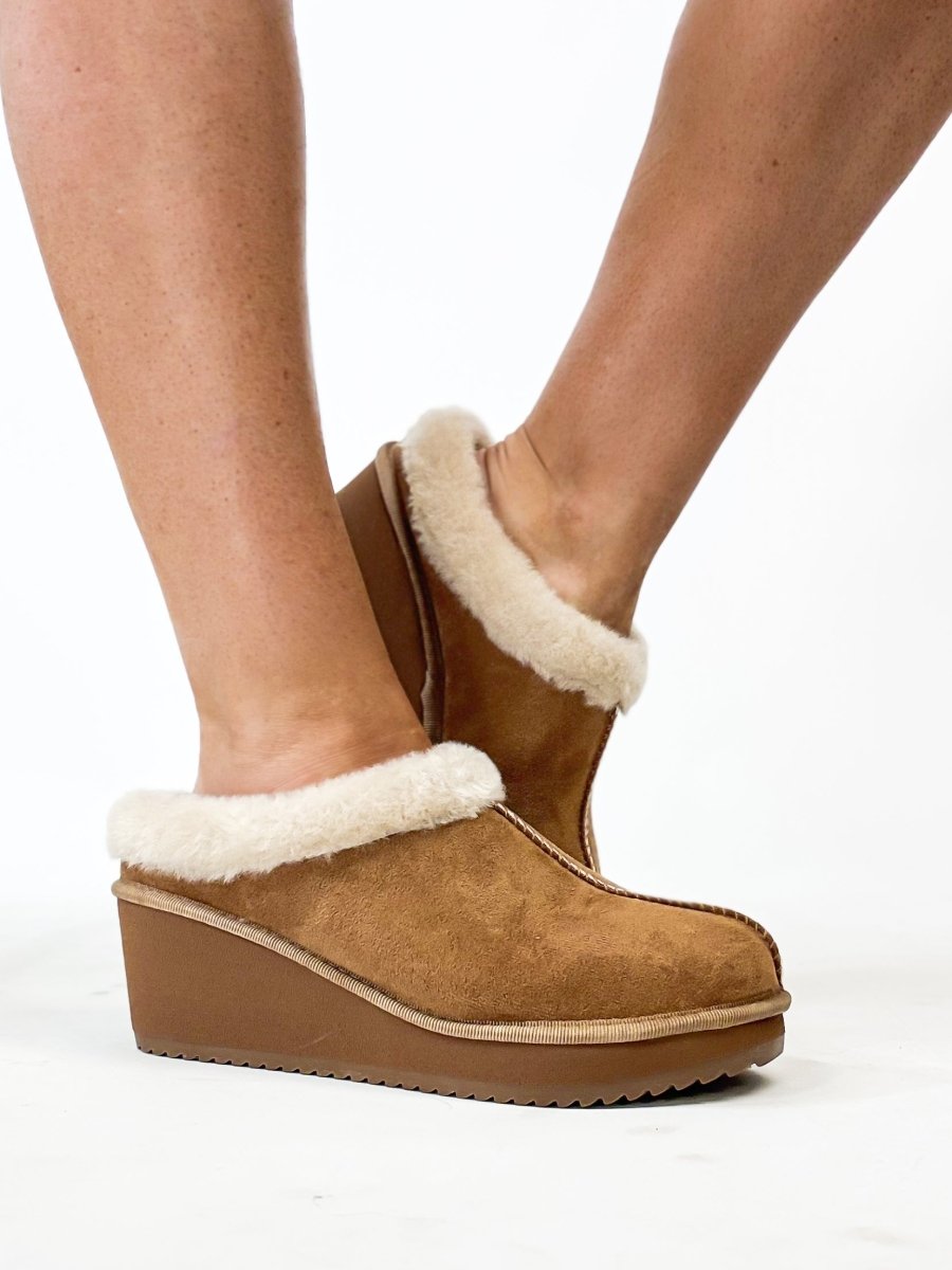 Corky's Tobacco Faux Suede Easy Going Shoes - Macoma Boutique303 Mules & Boots