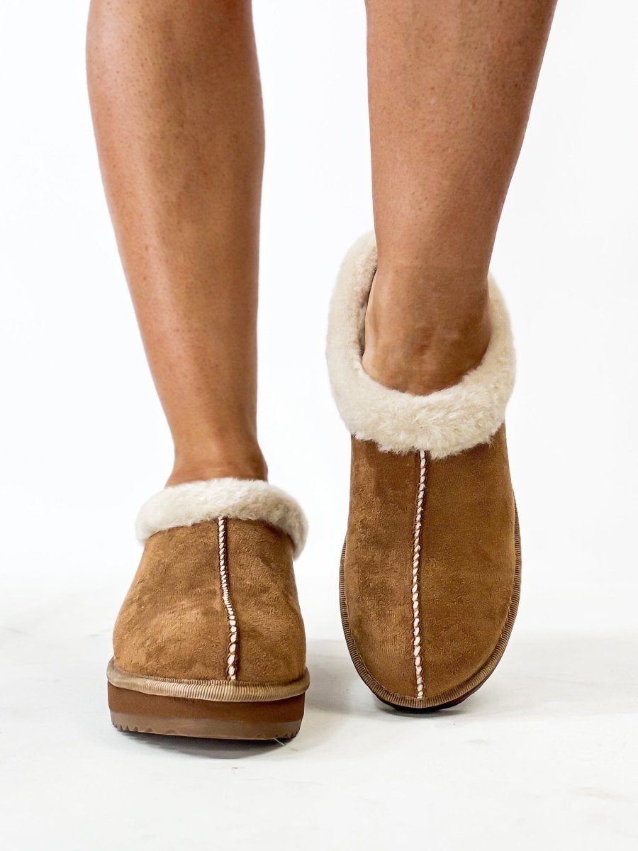 Corky's Tobacco Faux Suede Easy Going Shoes - Macoma Boutique303 Mules & Boots