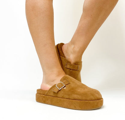 Corky's Tobacco Faux Suede Holidaze Shoes - Macoma Boutique303 Mules & Boots