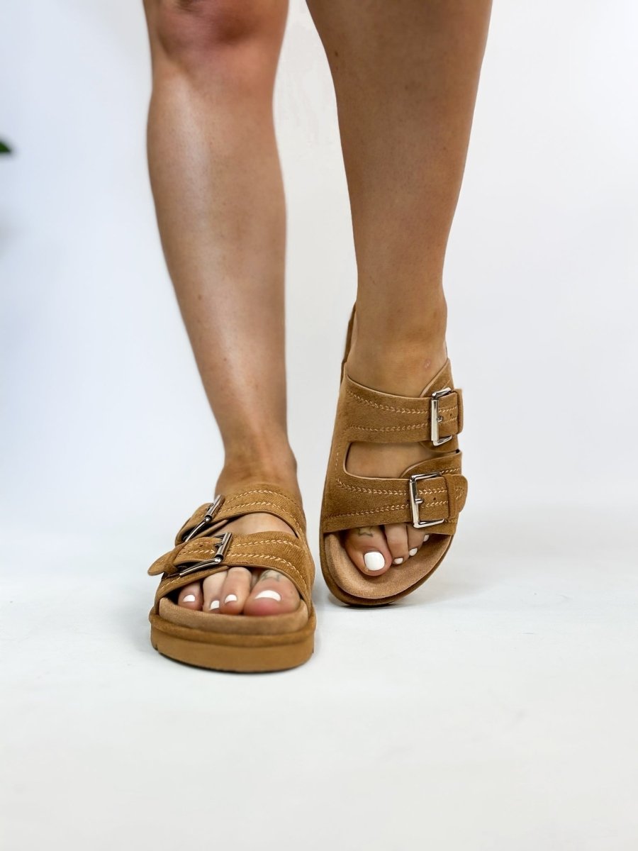 Corky's Tobacco Faux Suede Smitten Sandals - Macoma Boutique304 Sandals