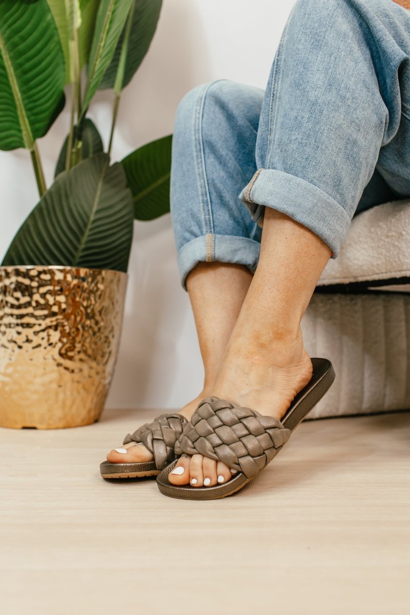 Corkys Washed Bronze Metallic Extra Sandals - FINAL SALE - Macoma Boutique304 Sandals