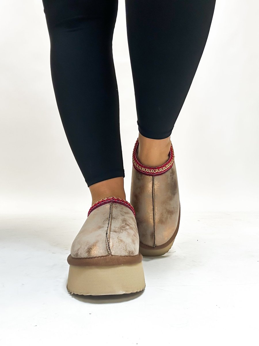 Corky's Washed Bronze Metallic Pillow Talk Shoes - FINAL SALE - Macoma Boutique303 Mules & Boots