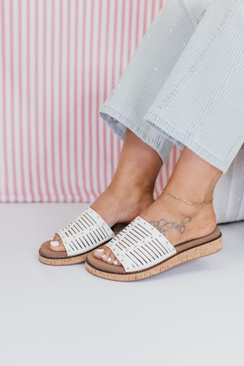 Corky's White At Ease Sandals - Macoma Boutique305 Flats