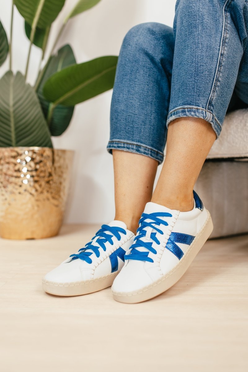 Corky's White Blue Friend Zone Sneakers - Macoma Boutique301 Sneakers