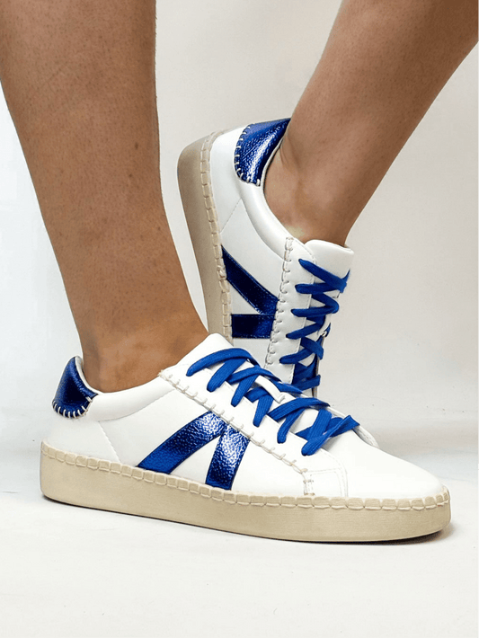 Corky's White Blue Friend Zone Sneakers - Macoma Boutique301 Sneakers