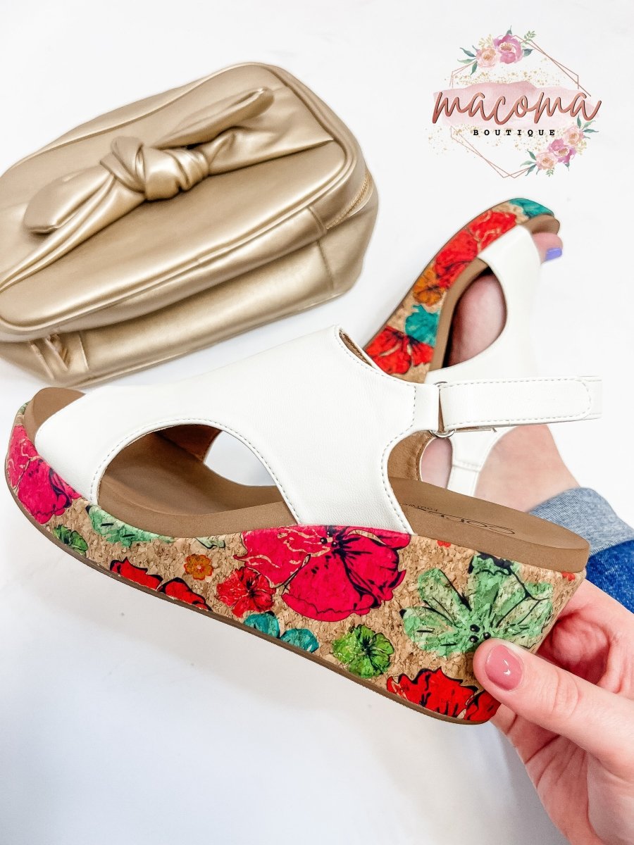 Corky's White Floral 2 Carley Sandals FINAL SALE - Macoma Boutique302 Wedges & Heels