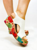 Corky's White Floral 2 Carley Sandals FINAL SALE - Macoma Boutique302 Wedges & Heels