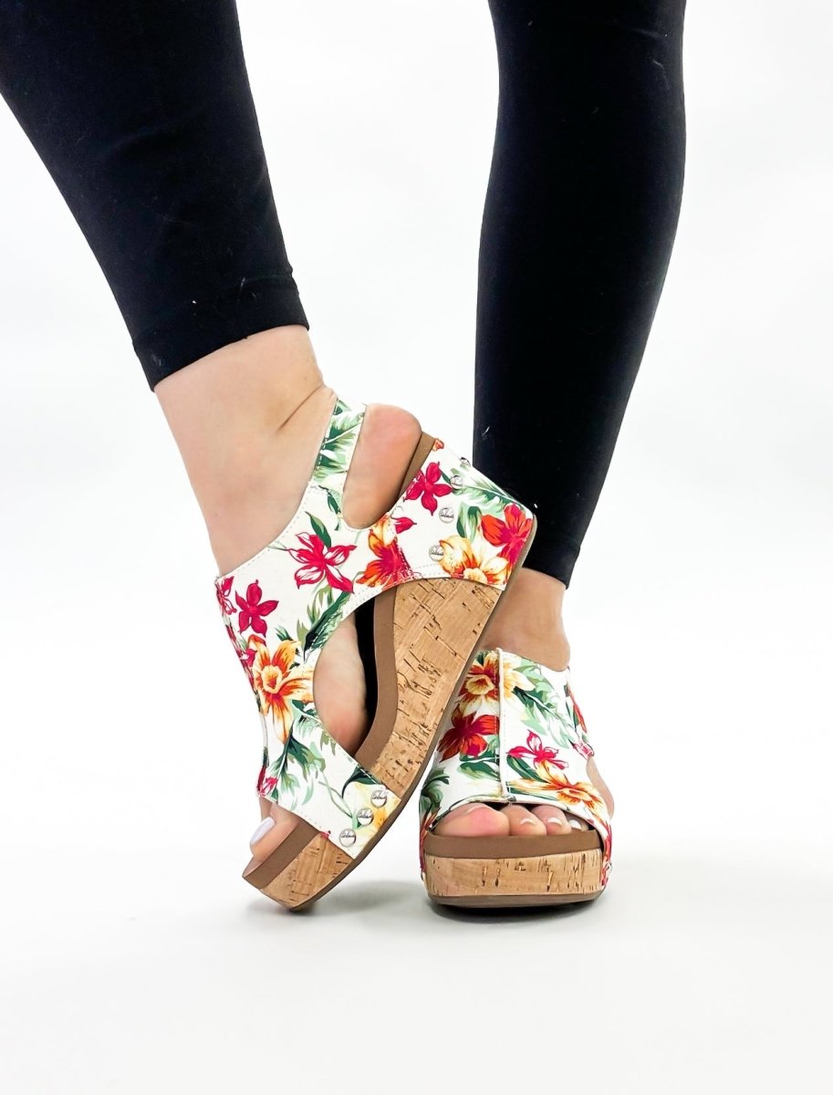 Corky's White Floral Carley Sandals - FINAL SALE - Macoma Boutique302 Wedges & Heels