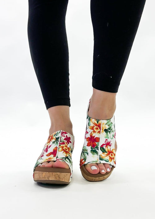 Corky's White Floral Carley Sandals - FINAL SALE - Macoma Boutique302 Wedges & Heels