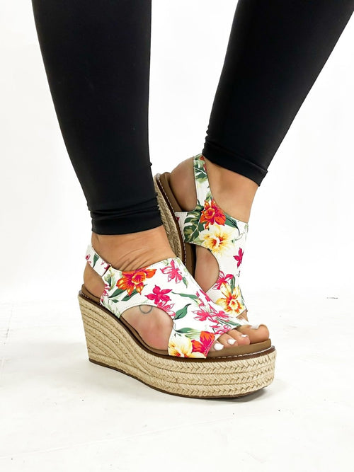 Corky's White Floral Freddie Wedges - Macoma Boutique302 Wedges & Heels
