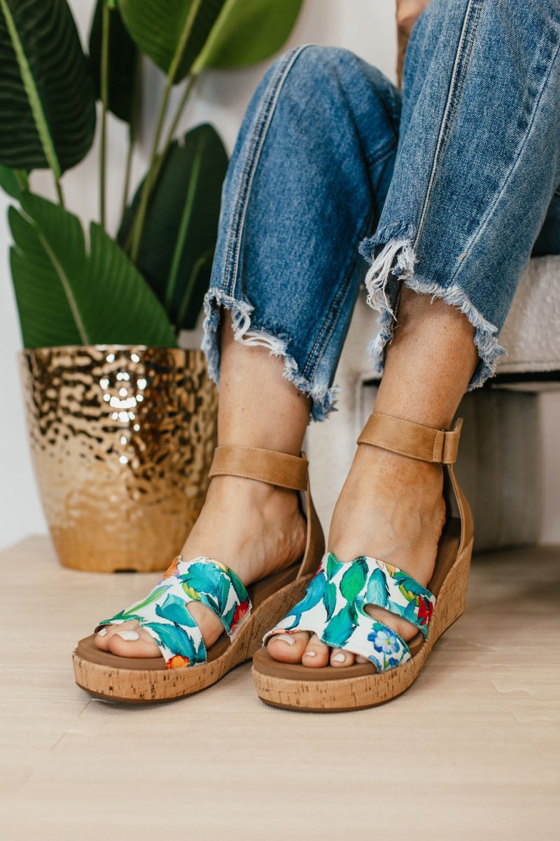 Corky's White Floral Rom Com Wedges FINAL SALE
