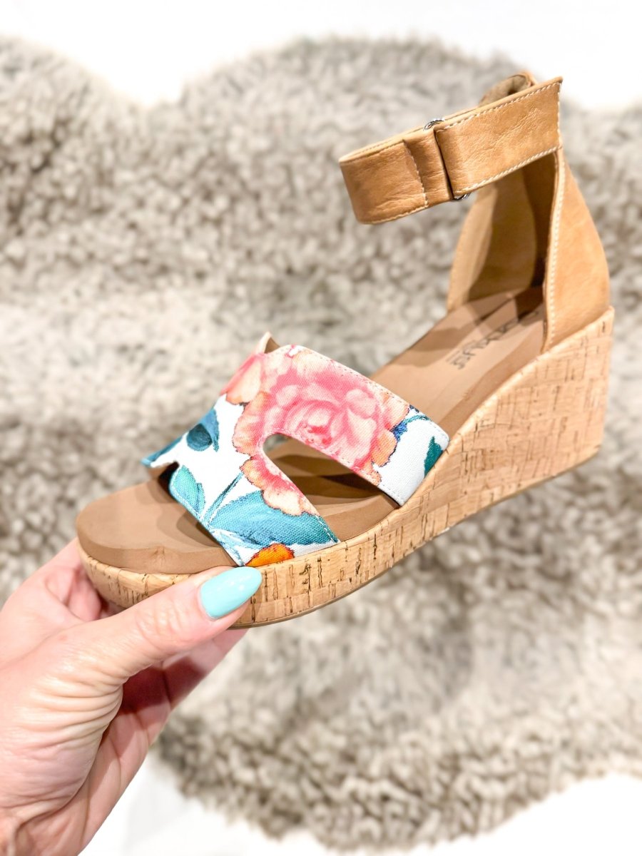 Corky's White Floral Rom Com Wedges FINAL SALE - Macoma Boutique302 Wedges & Heels