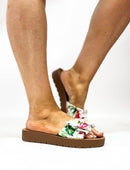 Corky's White Floral Spray Tan Sandals FINAL SALE - Macoma Boutique304 Sandals