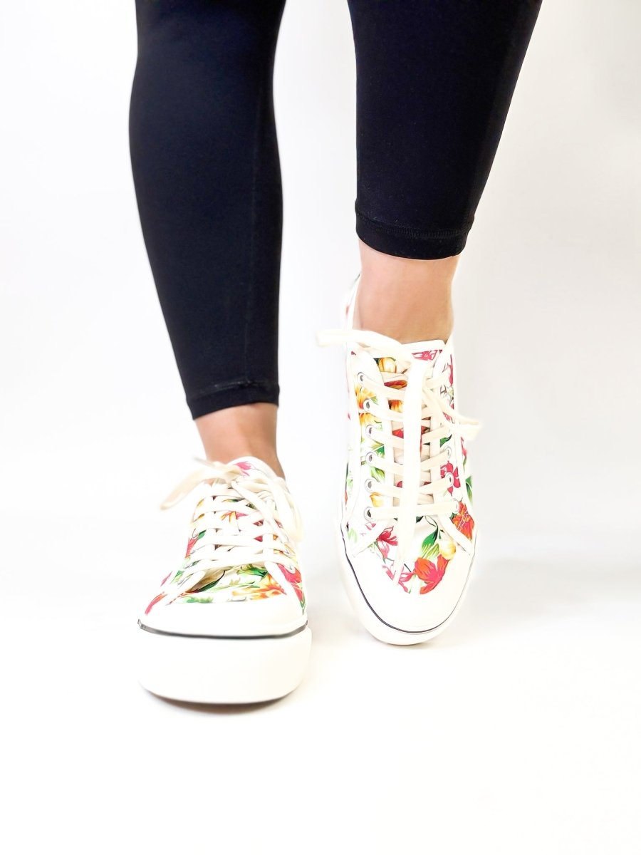 Corky's White Floral Waiting List Shoes FINAL SALE - Macoma Boutique301 Sneakers