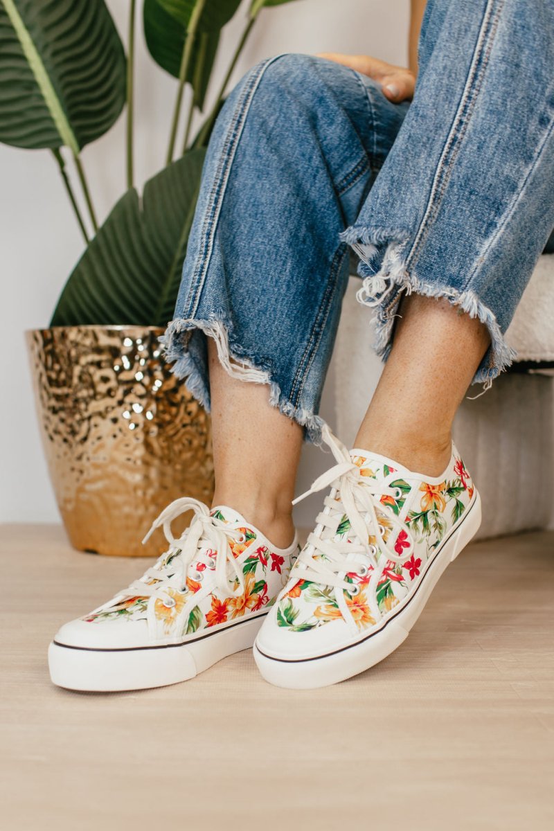 Corky's White Floral Waiting List Shoes FINAL SALE