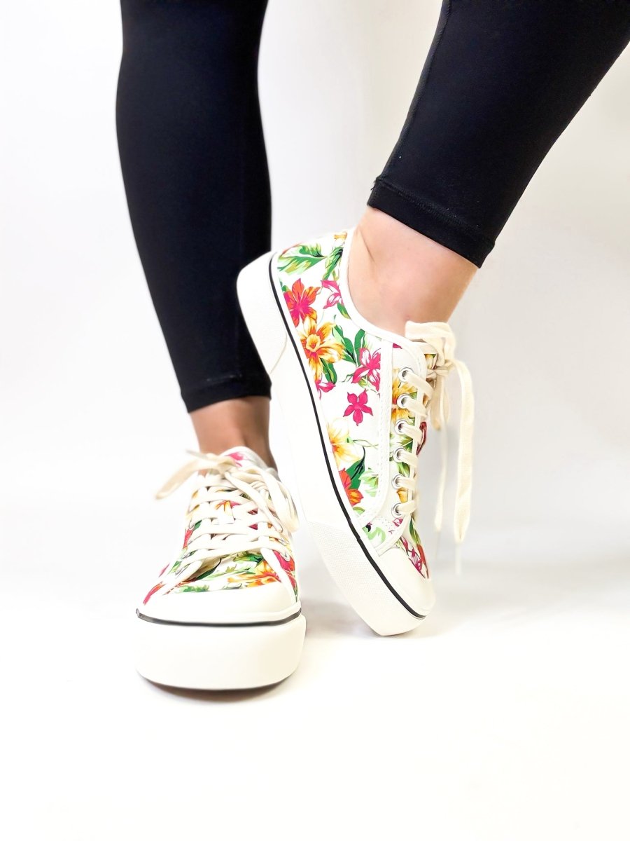 Corky's White Floral Waiting List Shoes FINAL SALE - Macoma Boutique301 Sneakers