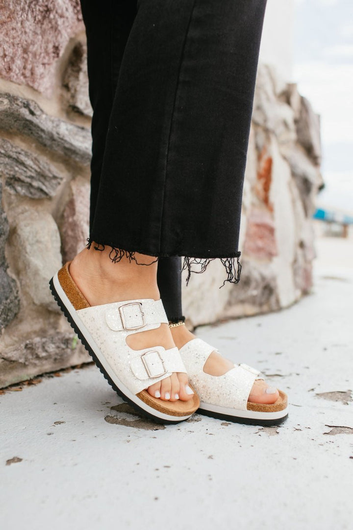 Corky's White Glitter Beach Babe Sandals - Macoma Boutique304 Sandals