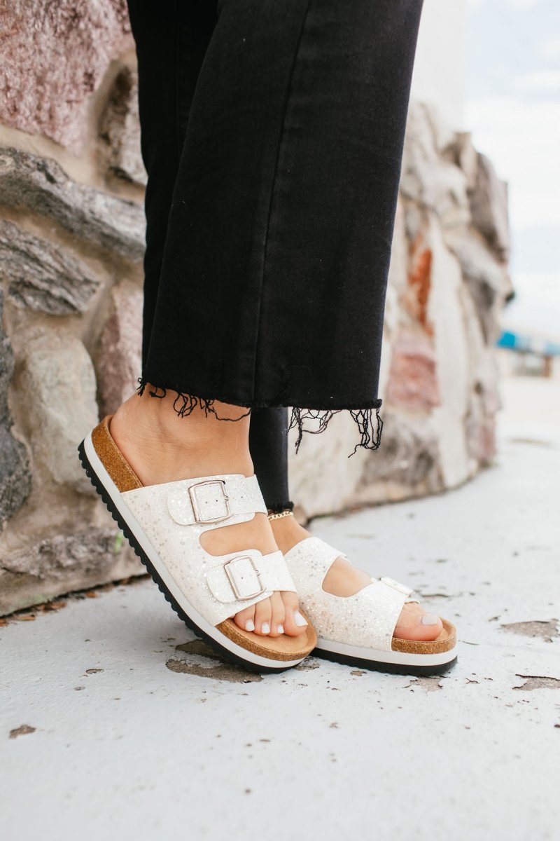 Corky's White Glitter Beach Babe Sandals - Macoma Boutique304 Sandals