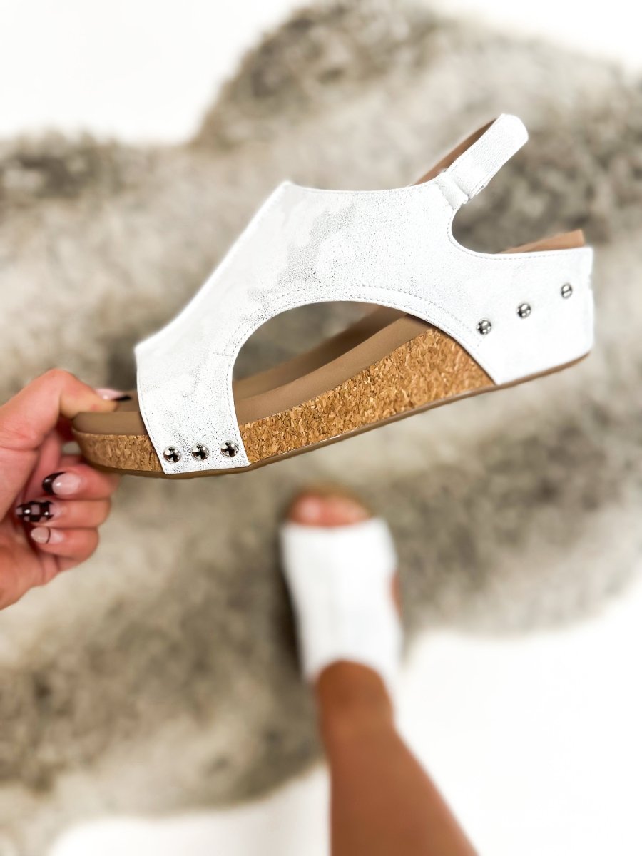Corky's White Metallic Volta II Shoes - Macoma Boutique302 Wedges & Heels