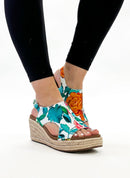 Corky's White Multi Floral Jute Carley Sandals FINAL SALE - Macoma Boutique302 Wedges & Heels