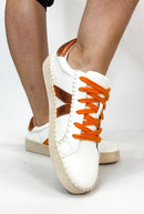 Corky's White Orange Friend Zone Sneakers - Macoma Boutique301 Sneakers
