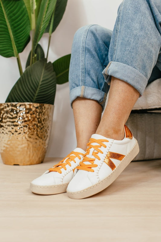 Corky's White Orange Friend Zone Sneakers - Macoma Boutique301 Sneakers