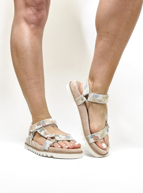 Corky's White Washed Flower Give It a Go Wedges FINAL SALE - Macoma Boutique304 Sandals