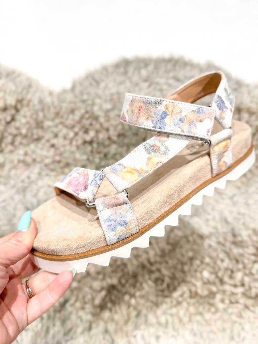 Corky's White Washed Flower Give It a Go Wedges FINAL SALE - Macoma Boutique304 Sandals