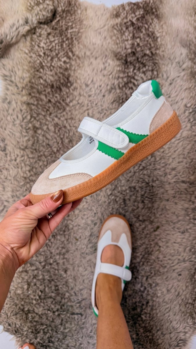 Corky's White With Green Calm Down Sneakers - Macoma Boutique301 Sneakers