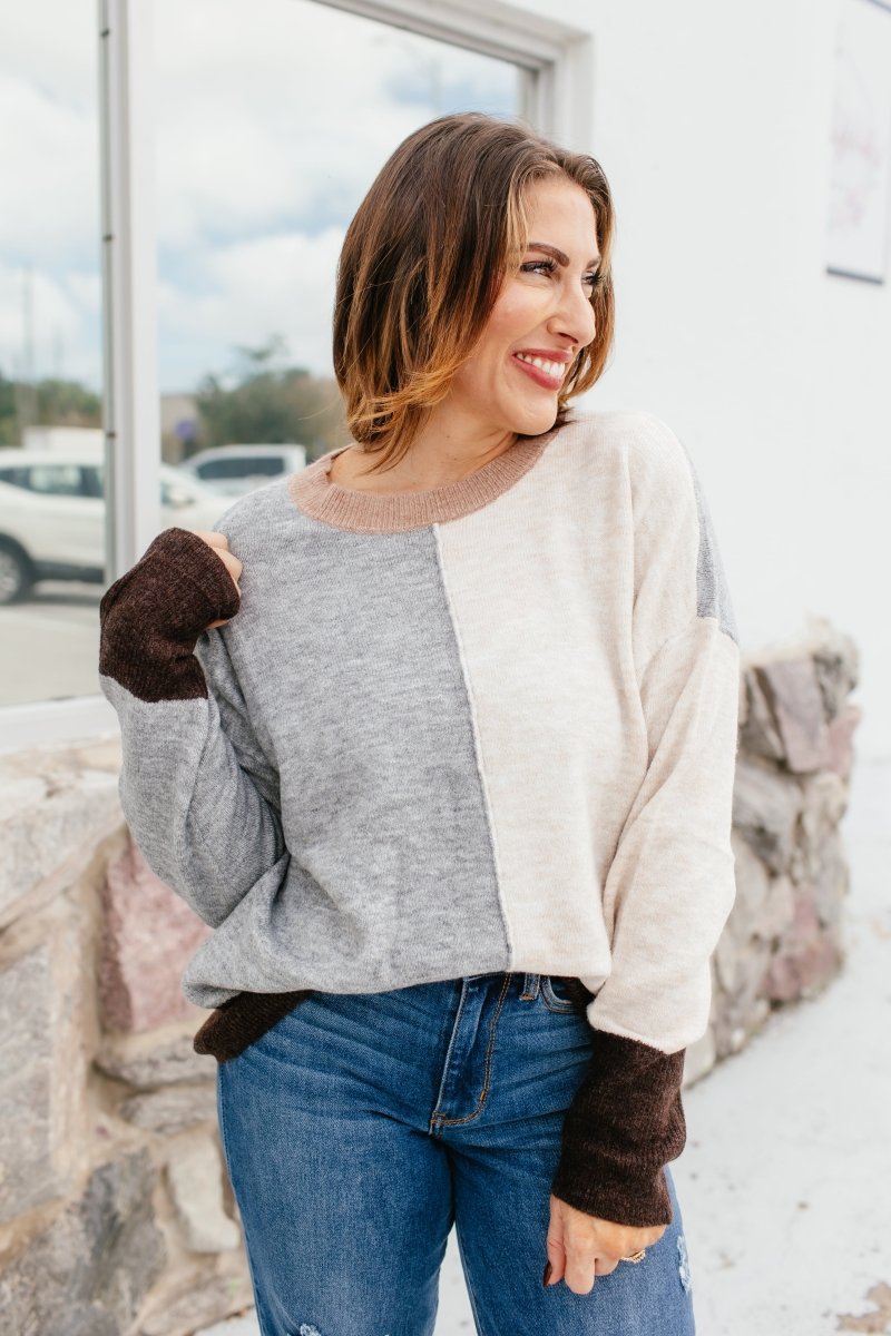 Cozy Panel Sweater - Macoma Boutique130 Sweaters