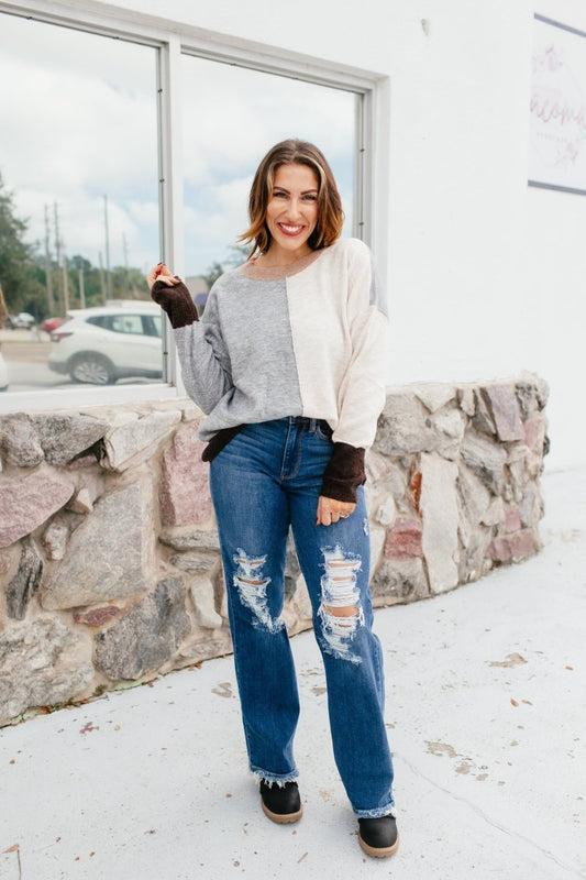 Cozy Panel Sweater - Macoma Boutique130 Sweaters