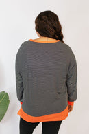 Cozy Trends Pullover In Stripe Orange - Reg & Curvy - Macoma Boutique130 Sweaters