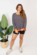 Cozy Trends Pullover In Stripe Orange - Reg & Curvy - Macoma Boutique130 Sweaters