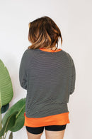 Cozy Trends Pullover In Stripe Orange - Reg & Curvy - Macoma Boutique130 Sweaters