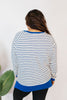 Cozy Trends Pullover In Stripe Royal - Reg & Curvy - Macoma Boutique130 Sweaters