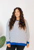 Cozy Trends Pullover In Stripe Royal - Reg & Curvy - Macoma Boutique130 Sweaters