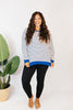 Cozy Trends Pullover In Stripe Royal - Reg & Curvy - Macoma Boutique130 Sweaters