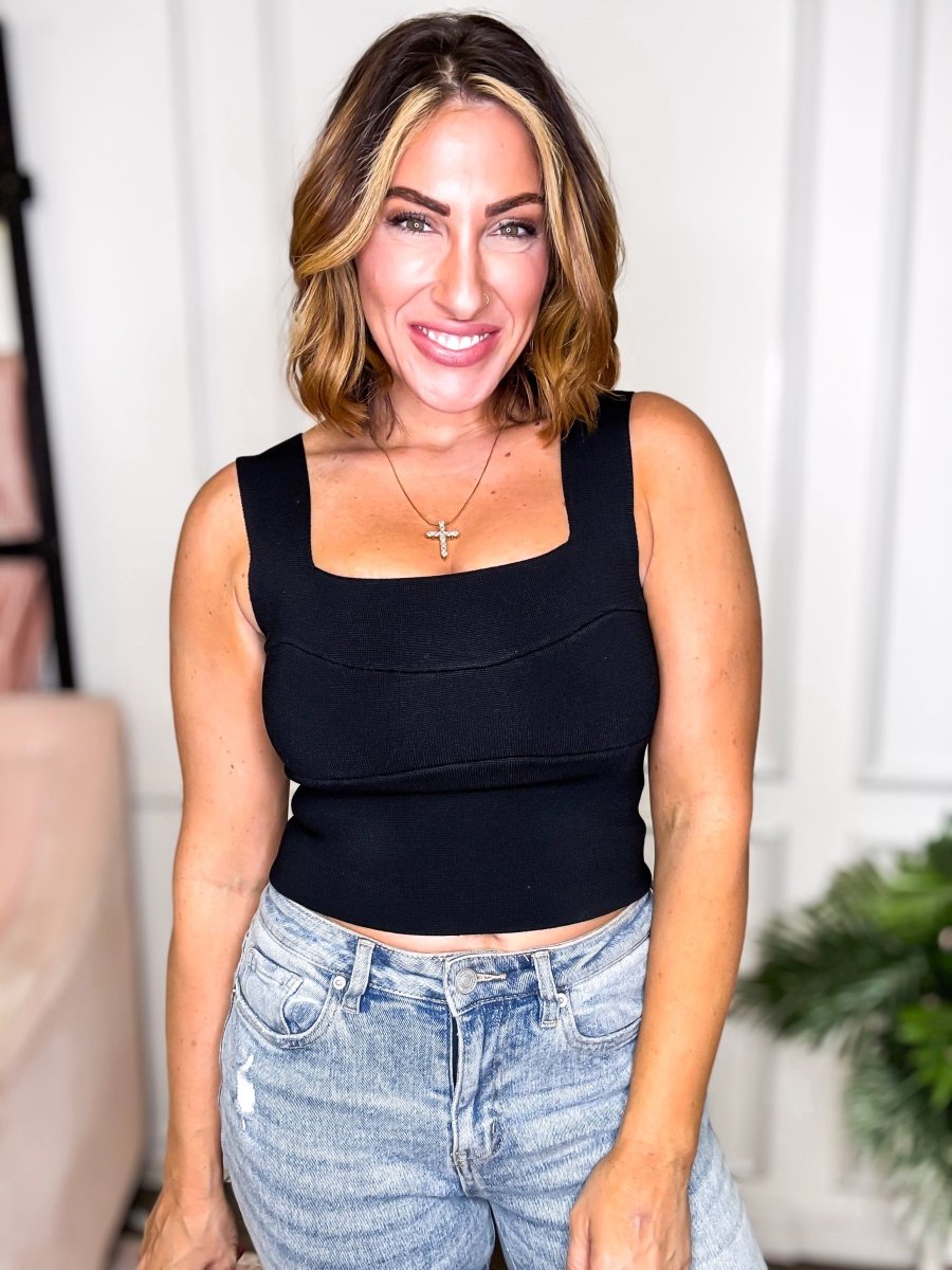 Crop & Cozy Top in Black - Macoma Boutique110 Tanks