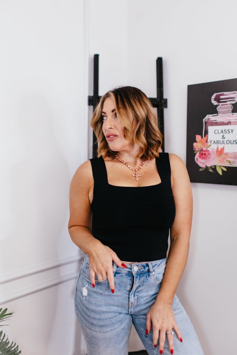 Crop & Cozy Top in Black - Macoma Boutique110 Tanks