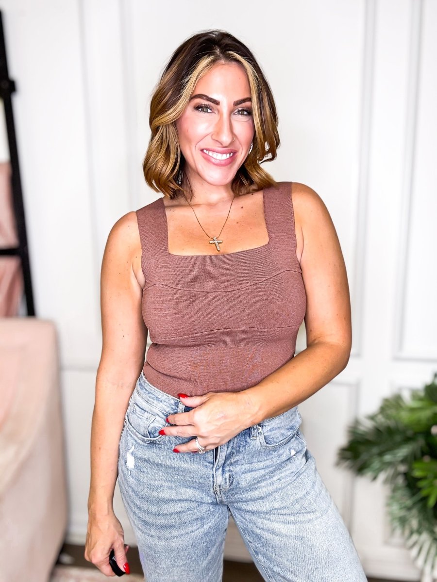 Crop & Cozy Top in Mocha - FINAL SALE - Macoma Boutique110 Tanks